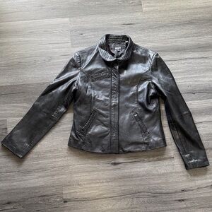 DKNY black Leather Jacket for Women